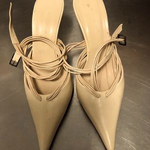 Cream ankle-strap heels by Barbara Bui